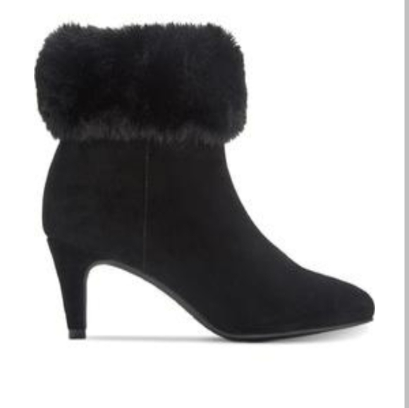 Alfani Womens Hansonn Suede Faux Fur Trim Booties Color Black Size 7 - Picture 5 of 9